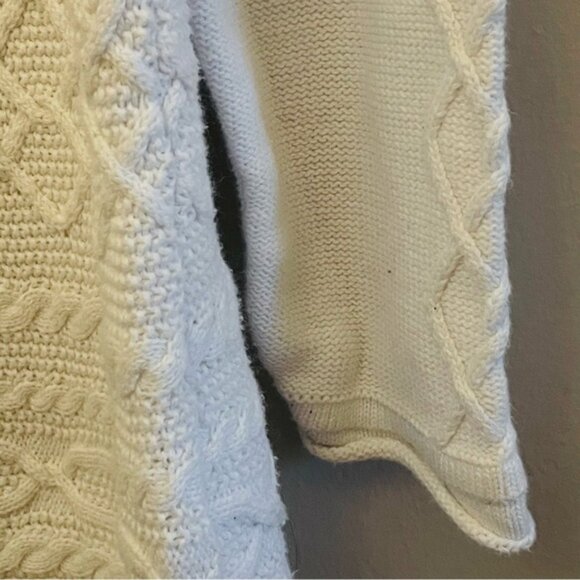 Tribal Ivory Cable Knit Scoop Neck Tunic 100% Cotton Sweater - Picture 8 of 14